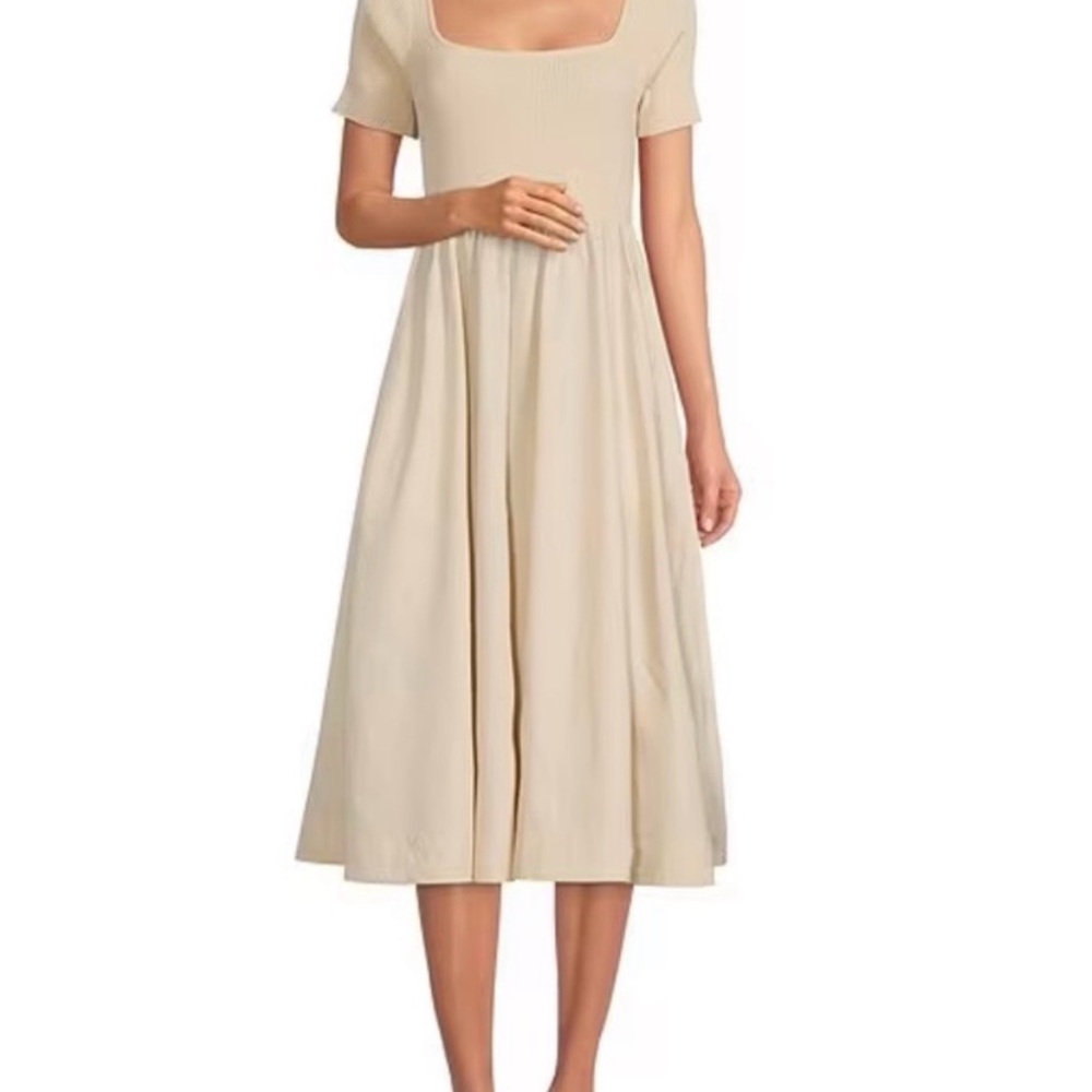 Lucy Paris Reese Cream Midi Square Neck Dress